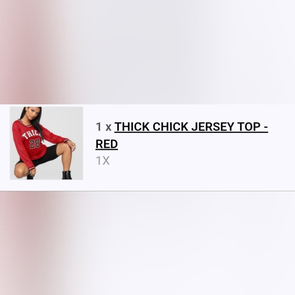 Fashion Nova Red Thick Chick Jersey